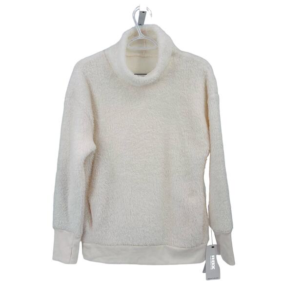 RBX Sherpa Fleece Mock Neck Sweater Womens M Cream Long Sleeve Cozy Winter Soft - Picture 4 of 9